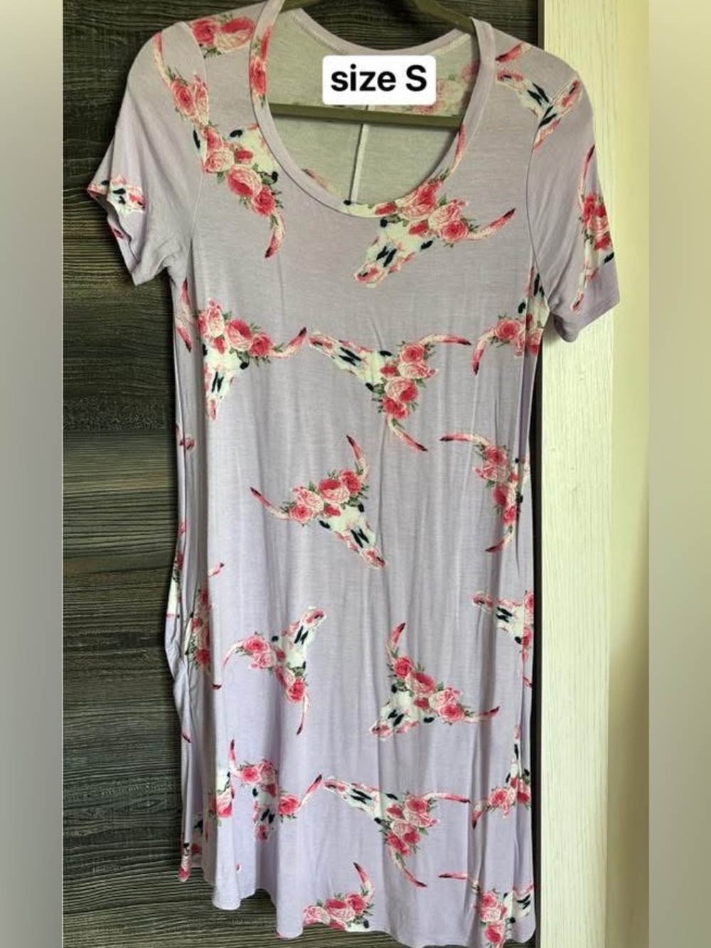 Lavender Floral Steer Print Maxi Dress